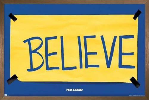 Vista 16 de Trends International Ted Lasso - Póster de pared Believe, 14.725 x 22.375 pulgadas, versión enmarcada de madera de granero