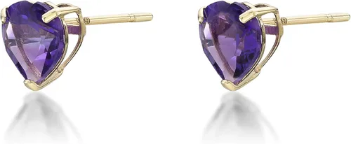 Vista 4 de Aretes de tuerca con forma de corazón con piedras preciosas de 0.236 in para mujer, en oro amarillo de 10 quilates con forma de corazón Lavari