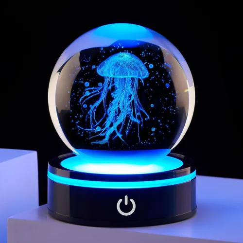 Vista 9 de Estatua de bola de cristal 3D, regalo de bola de vidrio del océano femenino, adecuada para amigas y amigos masculinos, graduados, amigos, colegas