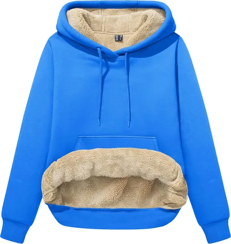Vista 34 de MAGCOMSEN Sudaderas con capucha para mujer, con forro de sherpa, de vellón, para invierno, cálido, pesado, de algodón, con bolsillo