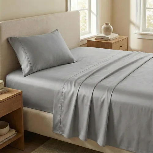 Vista 14 de Beckham Hotel Collection Juego de sábanas tamaño Twin 100% algodón, ropa de cama de satén de lujo 500TC, bolsillo profundo de 16", que absorbe