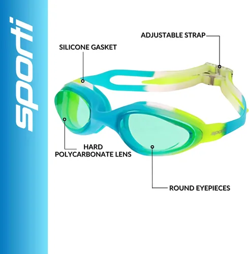 Vista 2 de Sporti Gafas de natación unisex para adultos, antiempañamiento, para hombres y mujeres