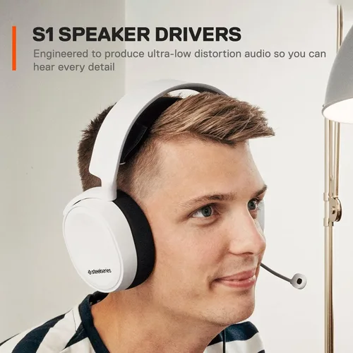 Vista 4 de SteelSeries Arctis 3 Console - Stereo Wired Gaming Headset for PlayStation 5 4 Xbox Series XS Nintendo Switch VR Android and iOS - White