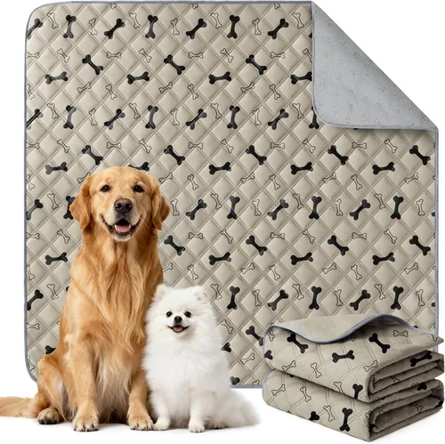 Vista 12 de Eterish Paquete de 2 almohadillas reutilizables y lavables para orina para perros, grandes, extragrandes, 36 x 41 pulgadas, paquete de 2 Beige