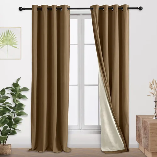Vista 18 de Cortinas 100% opacas de terciopelo con forro de 63 pulgadas de largo, 2 paneles para sala de estar, aislamiento térmico, ahorro de energía
