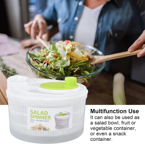 Vista 2 de Ensalada, escurridor de ensaladas, multifunción, grande, 3L, secadora de verduras con cuenco y colador para cocinar