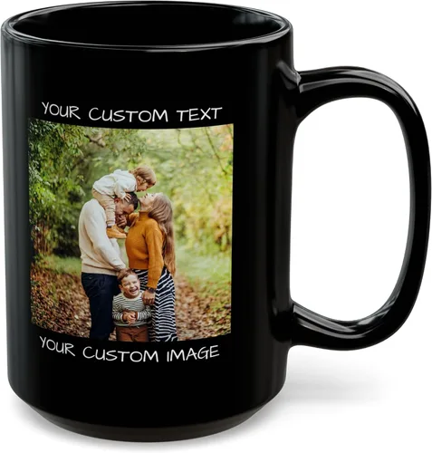 Vista 2 de Tazas de Navidad personalizadas: taza de café festiva con foto personalizada y nombre, taza de café y cacao caliente de cerámica de 11 a 15 onzas