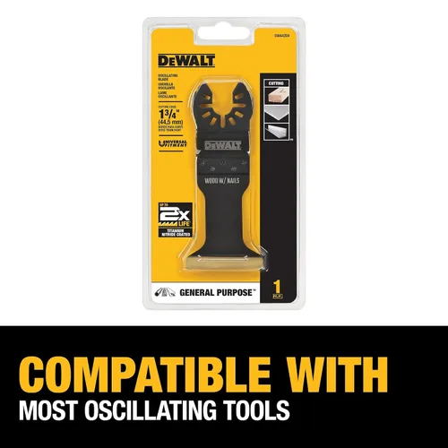 Vista 4 de DEWALT Hoja oscilante para herramientas de madera con clavos, ancha, revestimiento de nitruro de titanio (DWA4204), color negro (paquete de 5)
