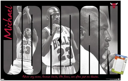 Vista 12 de Trends International Michael Jordan - Póster de pared con texto en inglés "Never Say Never Say Never", 22.4 pulgadas de largo x 14.7 pulgadas