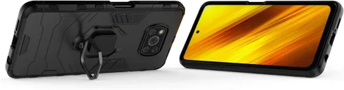 Vista 2 de Compatible con Xiaomi Poco X3, Mi Poco X3 NFC, soporte de agarre de anillo de metal, parachoques duro a prueba de golpes