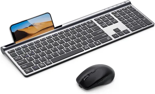 Vista 9 de Samsers Combo de teclado y mouse inalámbricos, ultra delgado, recargable, modo dual (Bluetooth 5.0 x 2 + 2.4 G), juego de teclado y mouse