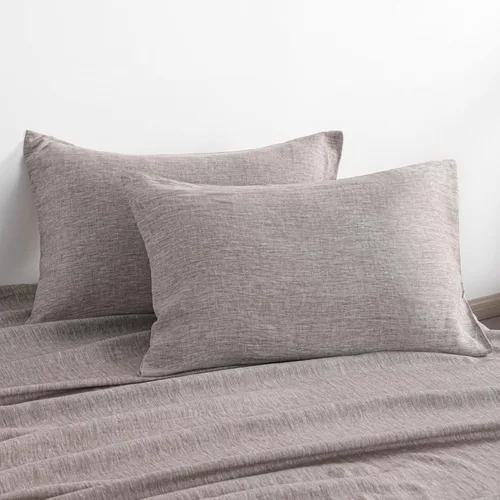 Vista 10 de NTBAY Fundas de almohada de lino francés – Teñidas con hilo, paquete de 2, fundas de almohada estándar de 100% lino, fundas de almohada lavadas Aqua