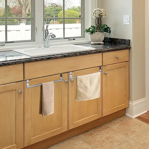 Vista 8 de Toallero para puerta de gabinete, toallero de cocina para gabinete, soporte para toallas de cocina de acero inoxidable, colgador de toallas de mano