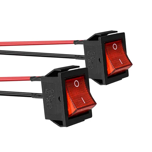 Vista 7 de KCD4 2Pcs DC 12V-24V 30A DPST interruptor basculante precableado de 4 pines y 2 posiciones ON/Off para barco con luz LED verde (Solo para DC12-24V)
