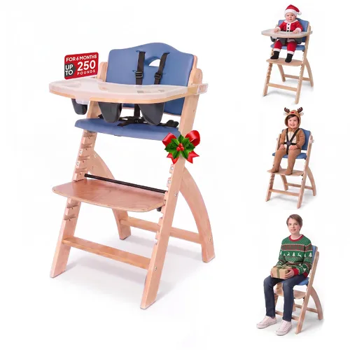 Vista 10 de Abiie Beyond Junior Convertible Wooden High Chair with Removable Tray Cojín de madera gris brumosa - Perla negra