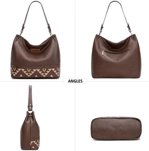Vista 28 de Wrangler Hobo - Bolsas para mujer de cuero vegano con asa superior, bolsos de hombro y bolsos