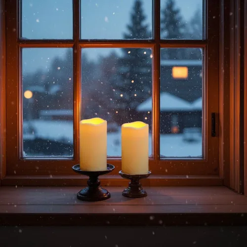 Vista 6 de Velas sin llama impermeables con control remoto 2PACK (D3''*H5.5'') Vela de pilar LED parpadeante que funciona con pilas, de plástico con Paquete