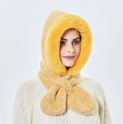 Vista 9 de Gorros de invierno para mujer, pasamontañas, bufanda, para clima frío, conjunto para mujer, gorro con capucha