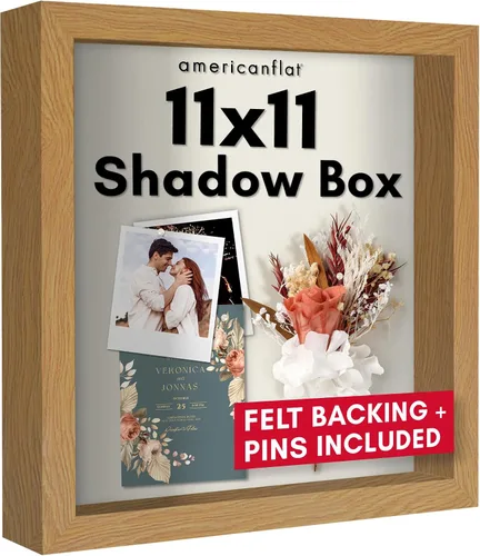 Vista 26 de Americanflat Marco de caja de sombra de 5 x 7 con vidrio inastillable, colección Silhouette - Caja de sombra pequeña para exhibición de mesa y pared