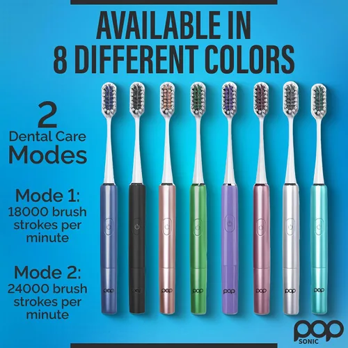 Vista 4 de Pop Sonic Cepillo de dientes eléctrico – Cepillo de dientes eléctrico para adultos – Artículos esenciales de baño y artículos esenciales de viaje