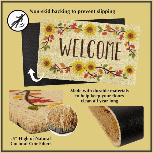 Vista 5 de DII Fun Greetings - Tapete de fibra de coco natural para interiores y exteriores