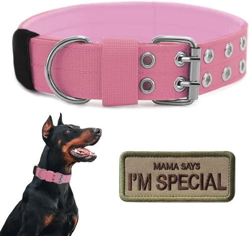 Vista 13 de Collar táctico para perro, collar militar ajustable para perro, collar de entrenamiento de nailon suave con parche, collares de hebilla de metal