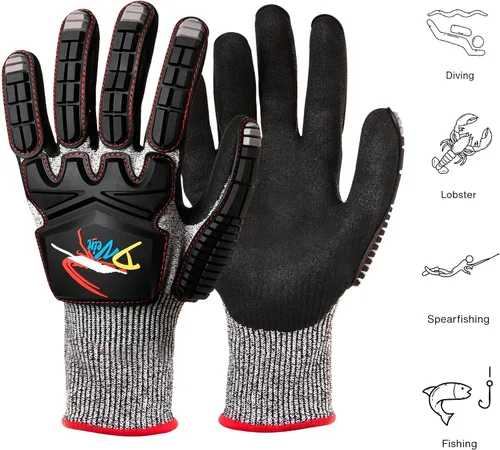 Vista 3 de D Vein Guantes de langosta para buceo Kevlar Pesca Submarina Guante de buceo Resistente a pinchazos