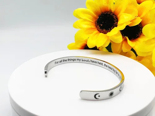 Vista 355 de Pulseras inspiradoras para mujer, joyería de acero inoxidable, con refranes, pulsera motivacional con mensaje oculto, pulseras grabadas para mejor