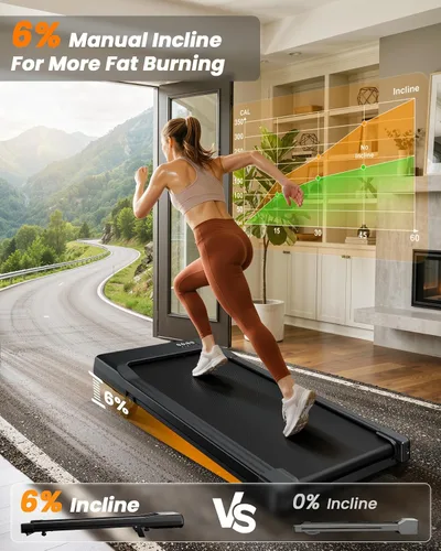 Vista 6 de Superun Walking Pad with 6% Incline, 2.5HP Treadmill, 300 lbs Negro