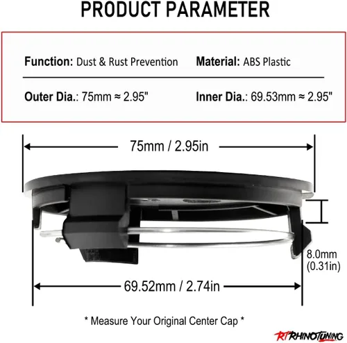 Vista 2 de RTRHINOTUNING 4 piezas Tapacubos de rueda de 75mm/2.95in para llantas de rueda S2000 de 2000-2003, Diámetro exterior: 75mm/2.95in, Diámetro