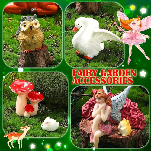 Vista 2 de Wenqik 26 piezas de figuras de hadas en miniatura, mini accesorios de jardín, pequeñas hadas, decoración de mini diorama de jardín, kit de micro