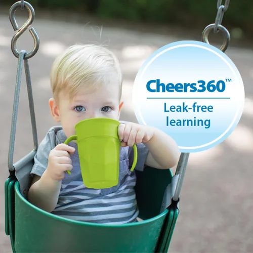 Vista 6 de Dr. Brown's Juego de iniciación de alimentación para niños pequeños, paquete de viaje con taza de entrenamiento sin boquilla Cheers360 con asas