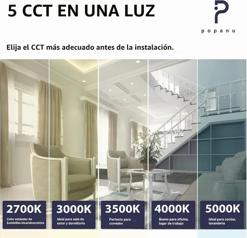 Vista 2 de POPANU Iluminación empotrable LED de alta calidad sin lata de 4 pulgadas, 5 CCT, ajustable, regulable, con caja de conexiones, luz de techo Níquel