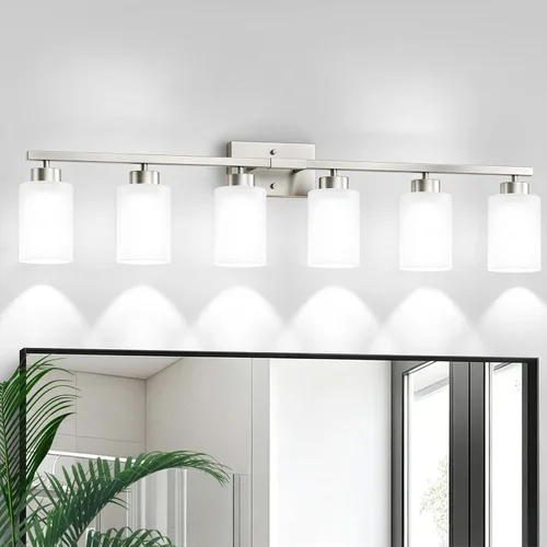 Vista 40 de IZORRO Lámparas de baño, modernas luces de tocador, accesorios de iluminación de baño sobre espejo con pantalla de vidrio transparente, aplique