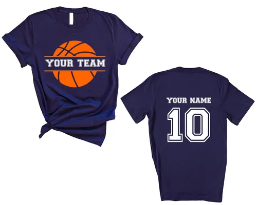 Vista 9 de Personalized Handmade Custom Basketball Team Shirt – Double-Sided Custom Name & Number with Basketball Logo, Custom Sports Tee