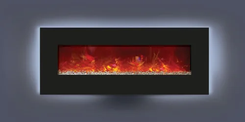 Vista 3 de Amantii Chimenea eléctrica de 48" con 58" x 23" de cristal negro envolvente