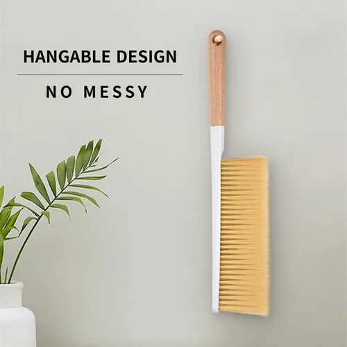 Vista 5 de Cepillos de limpieza de escobas de mano, cepillo suave para plumero de muebles con mango de madera largo, herramienta de polvo para el hogar