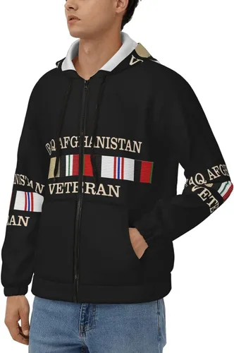 Vista 3 de Afganistán e Irak Veterano Sudaderas Hombres Mujeres Pullovers Chaqueta con cremallera completa Sudadera con capucha
