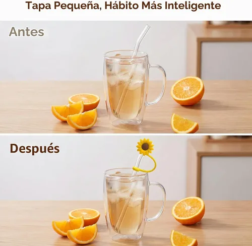 Vista 6 de 4 dispensadores de paja para beber, tapón de paja de girasol, tapones reutilizables a prueba de salpicaduras, herramienta de cocina, puntas