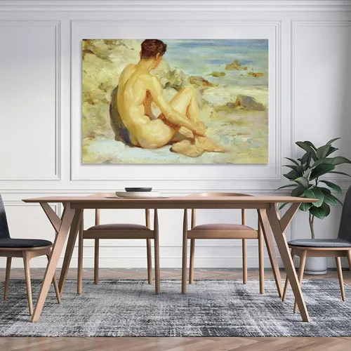 Vista 5 de Henry Scott Tuke, niño en la playa, verano, impresión artística, póster de arte vintage, arte de pared en lienzo, famoso póster de pintura