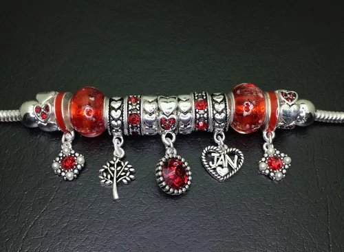 Vista 3 de Falari Pulsera de piedra natal, cuentas multicolor en tono plateado, Metal