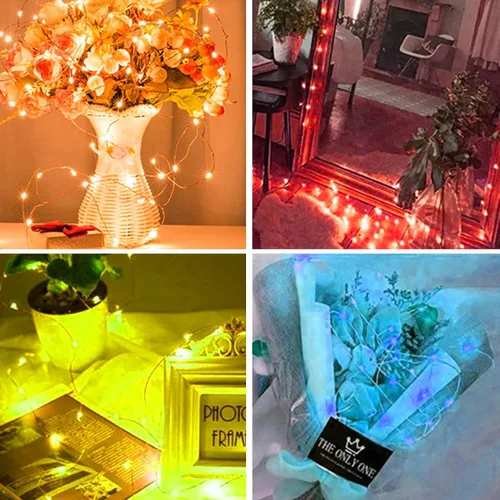 Vista 3 de Ineximun Paquete de 24 Luces LED de Hadas Operadas por Batería 7 Pies 20 LED Blanco Cálido Mini Luces de Cadena Impermeables Luces de Navidad