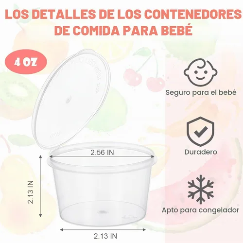 Vista 2 de Didaey 100 recipientes de almacenamiento de alimentos para bebés de 4 onzas con tapas con bisagras, pequeños recipientes desechables de plástico