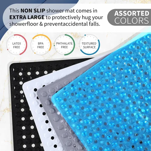 Vista 6 de Yimobra Tapete Cuadrado Antideslizante para Piso de Ducha, 21"x21" Tapete para Bañera Lavable a Máquina, Suave para los Pies, Tapete de Baño