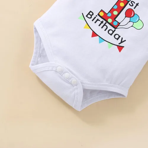 Vista 23 de Ropa divertida para el primer cumpleaños para bebé, ropa para bebé, con corbatín, mameluco, pantalones, conjunto de tirantes, trajes de pastel