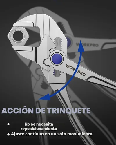 Vista 5 de WORKPRO Mini alicates de 4 pulgadas con mordazas paralelas lisas Plateado