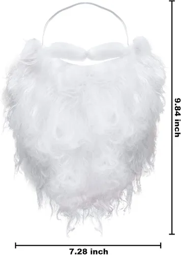 Vista 2 de Funny Santa Beard Costume White Fake Beard Christmas Santa Claus Beard Costume Accessories for Teens Adults Disguise Santa Claus on Christmas Party
