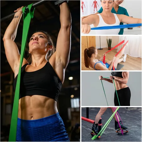 Vista 6 de Juego de 6 bandas de asistencia para dominadas, bandas de ejercicio de resistencia para hombres y mujeres, entrenamiento muscular, terapia física