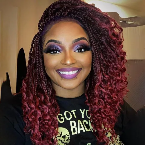 Vista 9 de Goddess Box Braids 1B3330 - Trenzas de ganchillo bohemias de 10 pulgadas para mujeres negras, paquete de 7 paquetes de trenzas bohemias preenlazadas