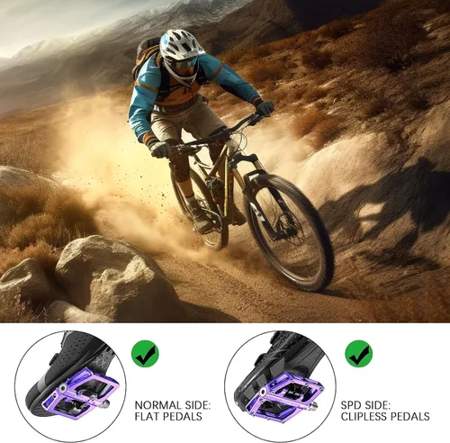 Vista 2 de Wowsport Pedales sin clip MTB para un rendimiento definitivo con compromiso SPD de doble cara